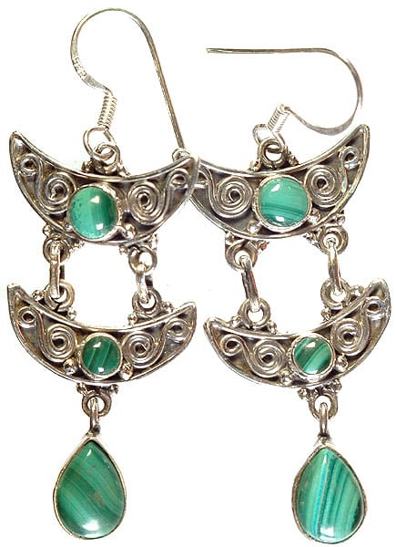 Malachite Earrings with Charms