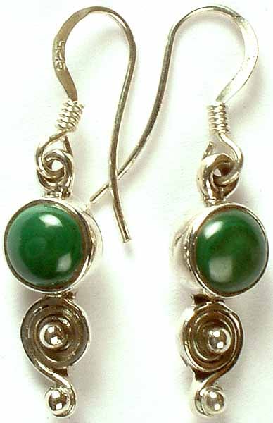 Malachite Earrings with Spiral