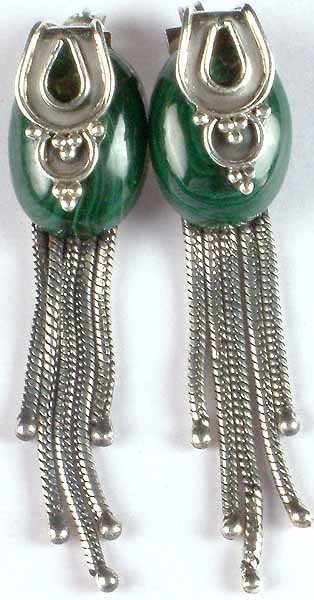 Malachite Earrings with Sterling Showers