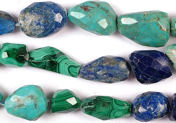 Malachite, Lapis Lazuli & Turquoise Faceted Tumbles