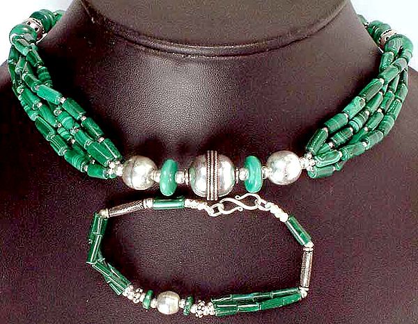 Malachite Necklace & Bracelet Set