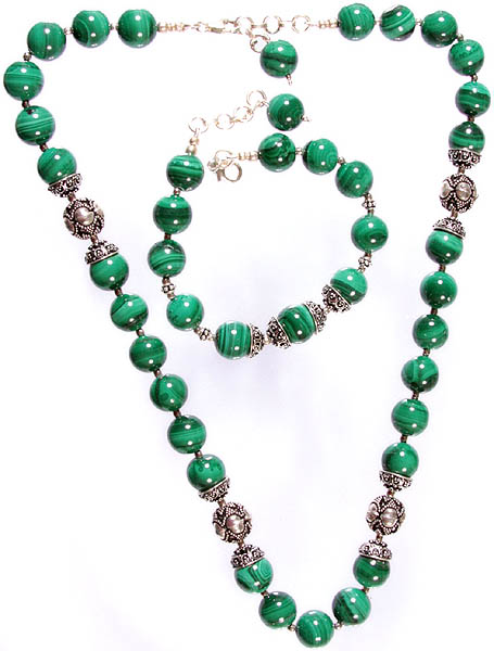 Malachite Necklace with Matching Bracelet