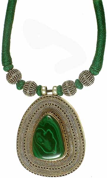Malachite Necklace with Matching Cord