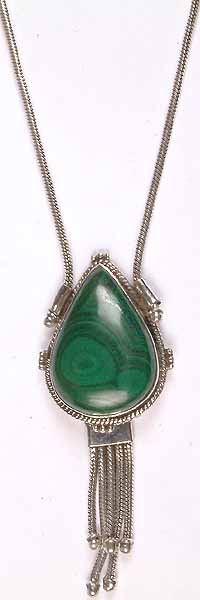Malachite Necklace with Sterling Showers