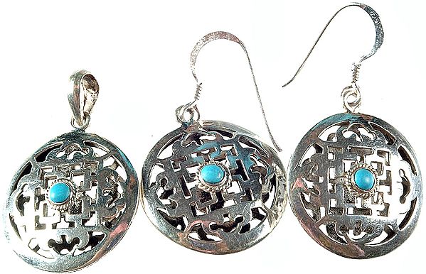 Mandala Double-Sided Pendant and Earrings Set