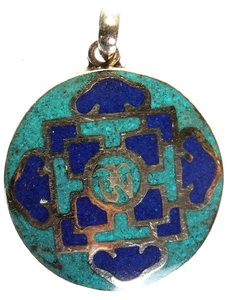 Mandala Inlay Pendant with Central Om (AUM)