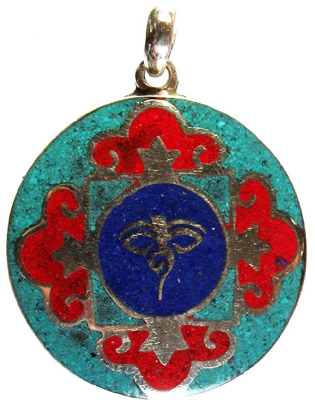Mandala Inlay Pendant with Central Svayambhunath Eyes