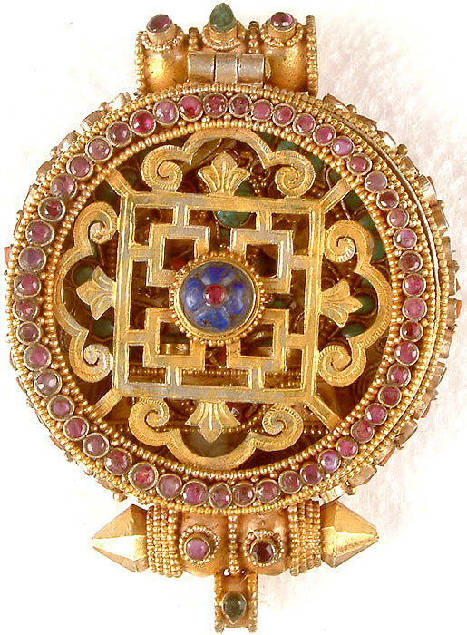 Manjushri Gau Box Pendant with His Mandala at Front