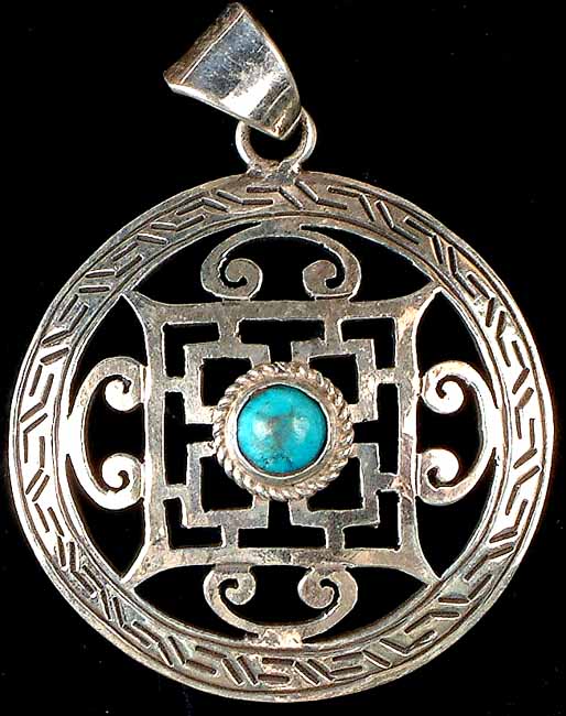 Mandala Pendant with the Central Turquoise