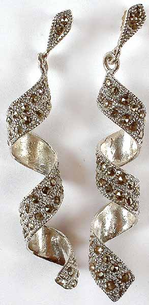 Marcasite Spiral Earrings