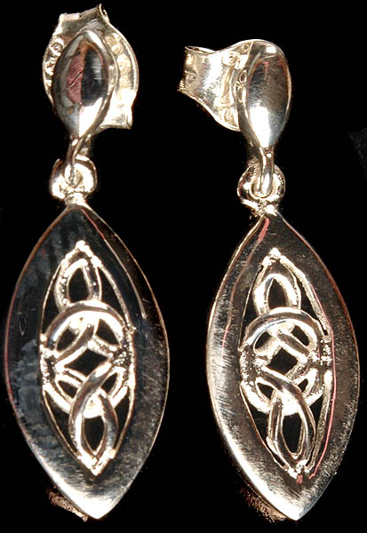 Marquis Lattice Earrings of Sterling Silver