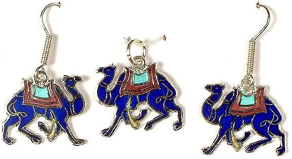 Meenakari Camel Pendant & Earrings Set