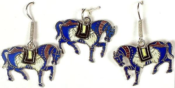 Meenakari Horse Pendant & Earrings Sets