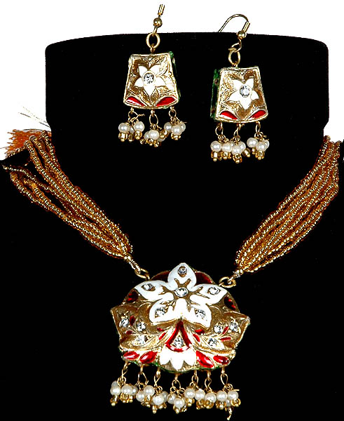 Meenakari Star-Spangled Necklace with Earrings