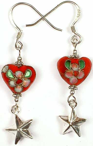 Meenakari Valentine Earrings with Dangling Star