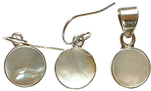 MOP Circular Pendant with Matching Earrings Set