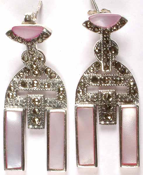 MOP Earrings with Marcasite