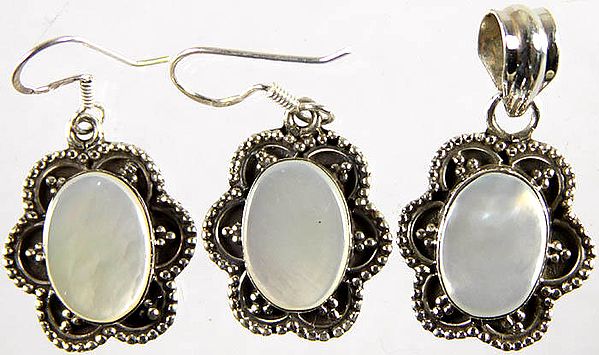 MOP Pendant  with Matching Earrings Set