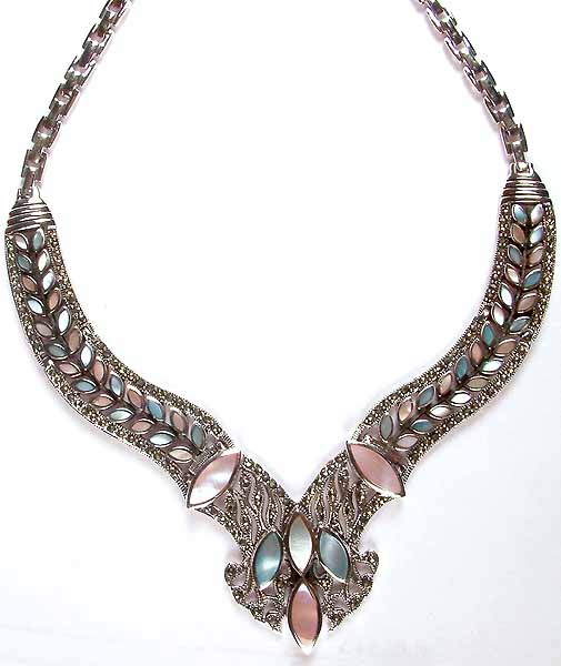 MOP Necklace with Marcasite