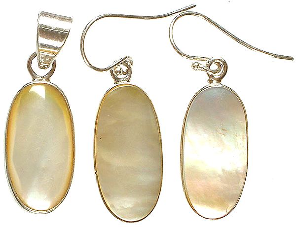 MOP Oval Pendant with Matching Earrings Set