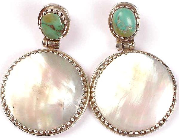 Mother of Pearl Earrings with Turquoise