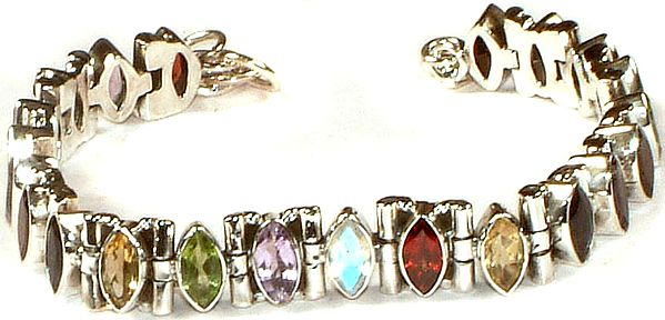 Multi Color Faceted Gemstone Bracelet