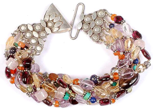 Multi Color Gemstone Bunch Bracelet