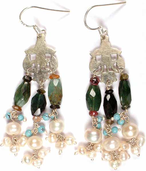 Multi Color Gemstone Chandeliers with Pearl