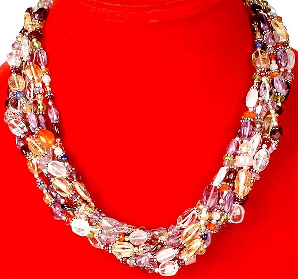 Multi Strand Colorful Gemstone Necklace