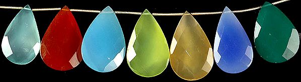 Multi-color Chalcedony Faceted Briolette