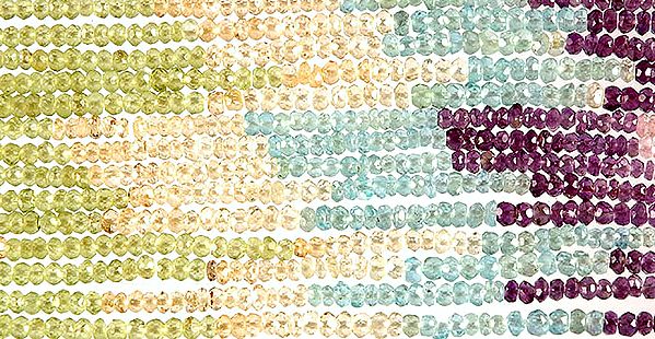 Multi-color Gemstone Israel Cut Rondells (Peridot, Citrine, Aquamarine, Amethyst, Rose Quartz, Black Onyx, Beer Lemon Topaz and Apatite)