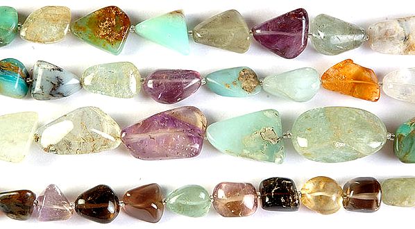 Multi-color Gemstone Plain Nuggets ( Chrysoprase, Rutilated Quartz, Amethyst, Aquamarine, Dendrite, Citrine and Smoky Quartz)