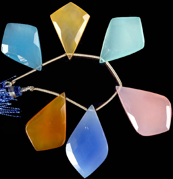 Multi-color Faceted Chalcedony Shapes