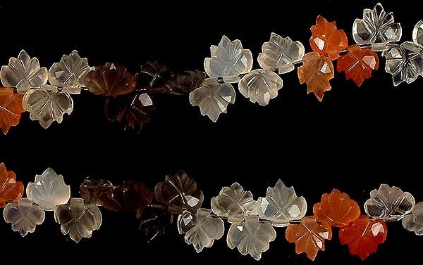 Multicolor Moonstone Carved Leaves