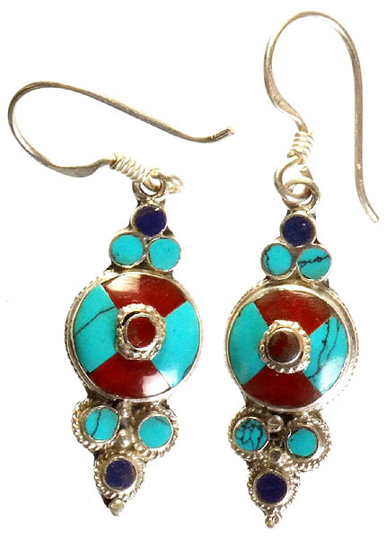 Multi-color Nepalese Inlay Earrings