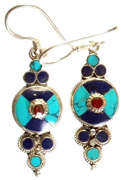 Multi-color Nepalese Inlay Earrings
