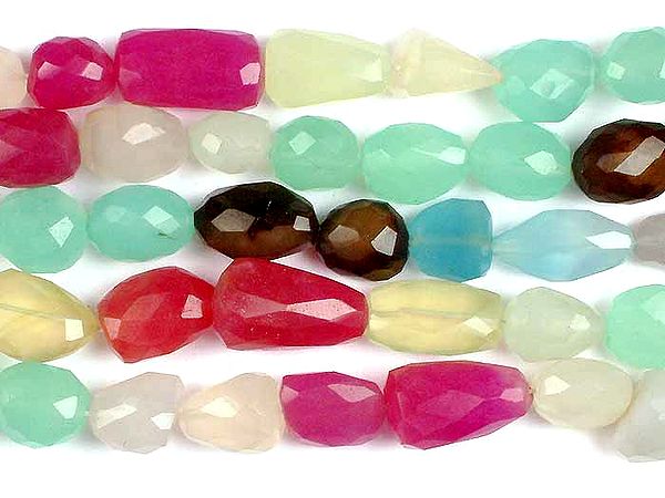 Multi-Colored Chalcedony Faceted Tumbles