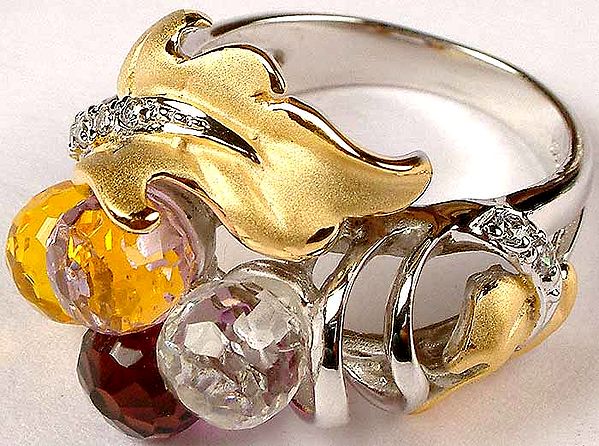 Multi-Colored Designer Cubic Zirconia Ring