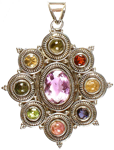 Multi-Colored Gemstone Pendant