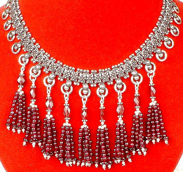 Necklace from Rajasthan with Garnet Dangles