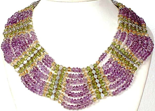 Necklace of Amethyst Citrine and Peridot