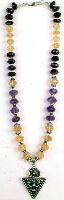 Necklace of Faceted Amethyst and Citrine Rondells