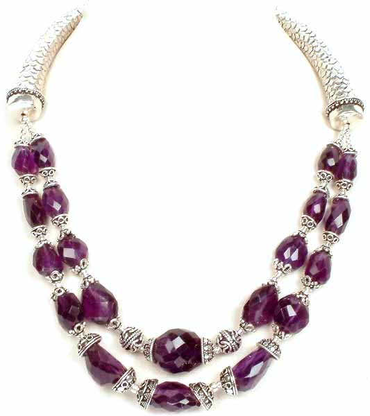 Necklace of Faceted Amethyst Nuggets