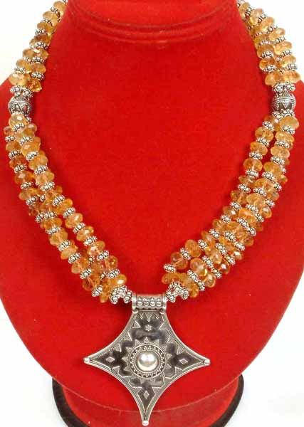 Necklace of Faceted Citrine Rondells