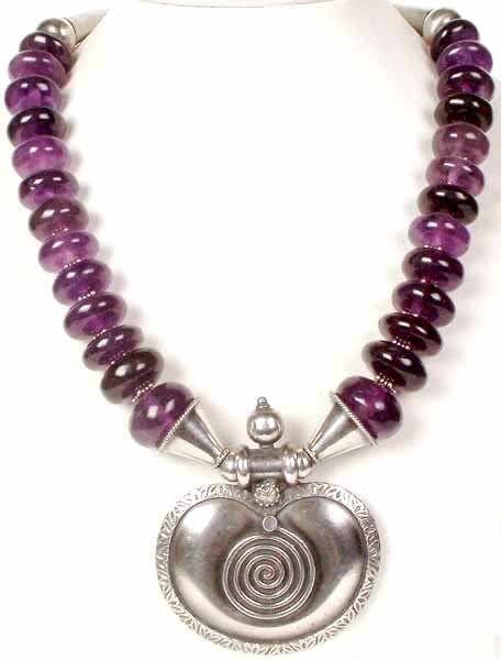 Necklace of Large Amethyst Rondells