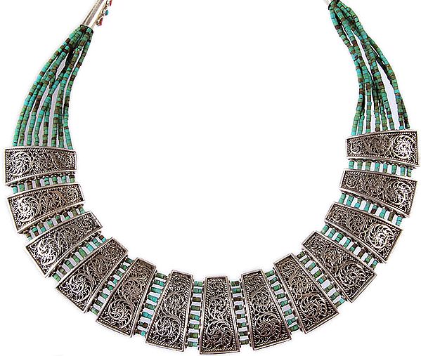 Nepalese Filigree Turquoise Necklace