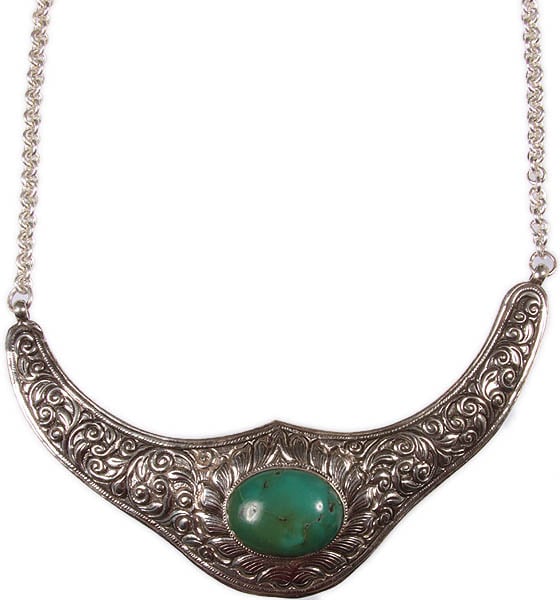 Nepalese Handcarved Turquoise Fine Necklace