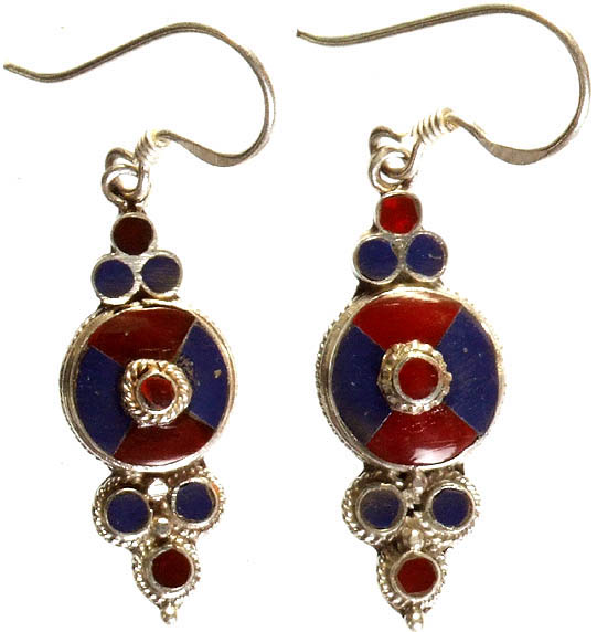 Nepalese Inlay Earrings with Knotted Rope
