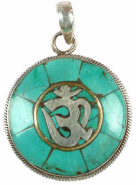 Nepalese Om (AUM) Pendant with Inlay Turquoise
