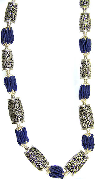 Nepalese Superfine Handcarved Lapis Lazuli Necklace